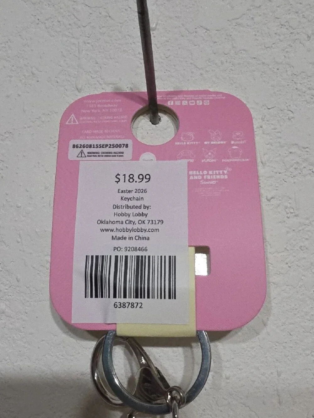 Hello Kitty Cream Bunny Keychain with Pink Accents
